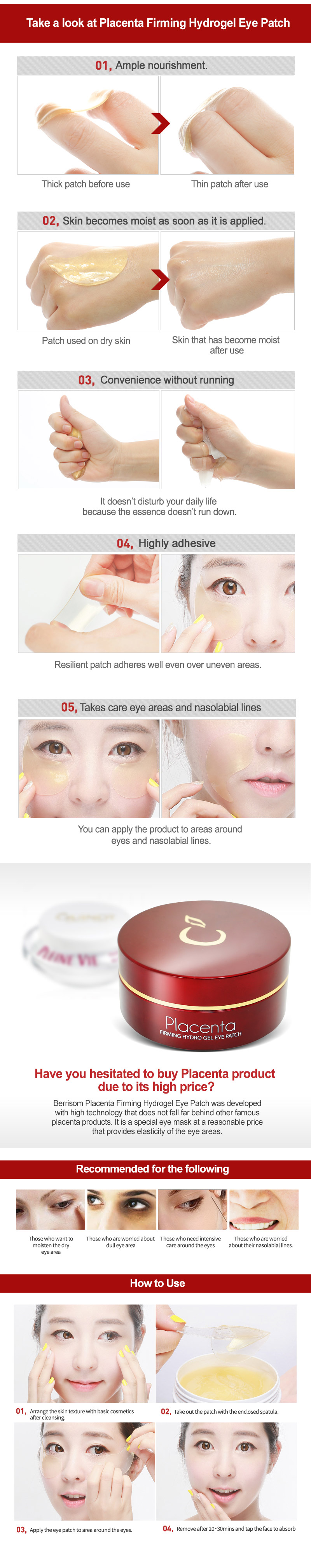 HappyBeauty Placeta Firming Hydrogel Eye Patch